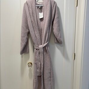 New Barefoot Dreams Cozy Chic Ribbed Hooded Bathrobe in Dusty Rose